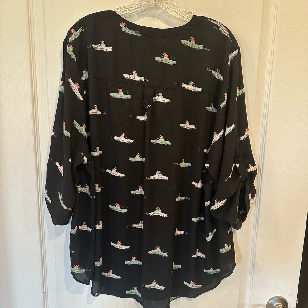 Torrid black frenchies Harper Georgette Pullover 3/4 Sleeve Blouse Plus sz 3 - Picture 5 of 8